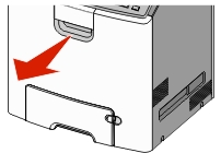 Grasp the handle to open the printer front door.