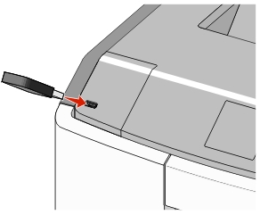 The illustration shows the the flash drive being inserted in the printer usb port.