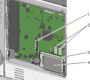 picture of the system board with numbered callouts