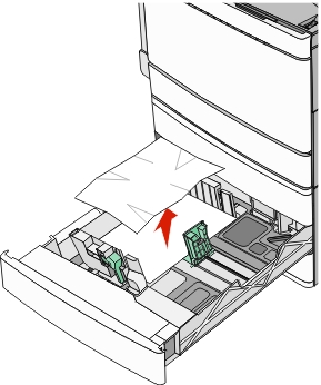 The illustration shows the jammed paper being pulled out from the optional tray .