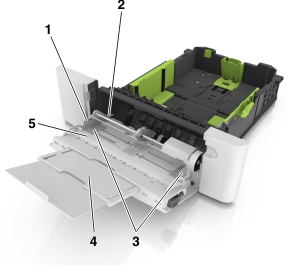 Locate the maximum paper fill indicator and tab.