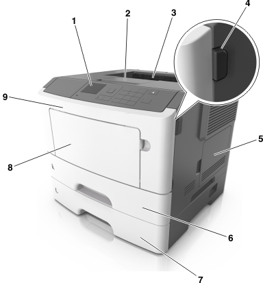 Basic printer model with an optional tray