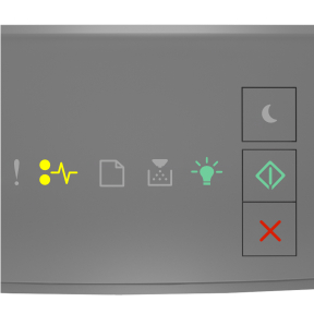 Printer control panel light sequence for 200 paper jam