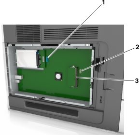 The connectors on the controller board