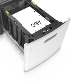 For two-sided printing, load the prepunched paper faceup, with the short edge that has no holes entering the printer first.