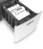 For one-sided printing, load the prepunched paper facedown, with the holes on the short edge entering the printer first.