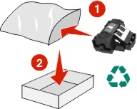 illustration shows the separator pad is  properly disposed of