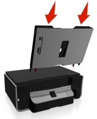The illustration shows the paper support being reattached.
