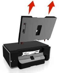The illustration shows the paper support being removed.