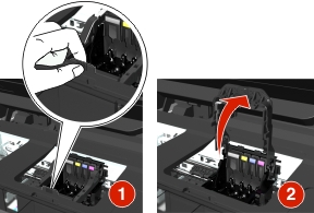 The illustration shows the latch being lifted.