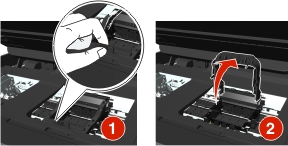 The illustration shows the carrier latch being lifted.