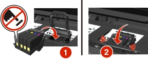 The illustration shows the printhead being inserted and the latch being closed.