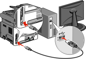 connect usb cable to printer and computer