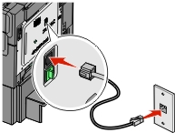 connect the phone line to the printer and wall outlet