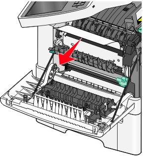 lift green lever and remove jam