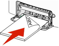 picture showing how to load paper in the multipurpose feeder in the long edge first orientation