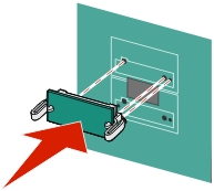 The illustration shows the installion of option card on system board.