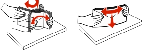 The illustration shows how to flex and straighten the envelopes.