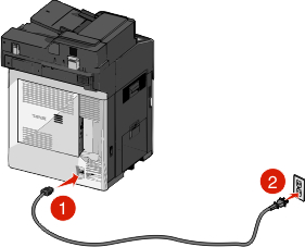 connecting the power cable to the printer