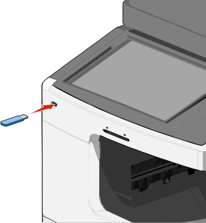 picture showing how to insert a flash drive into the printer usb port