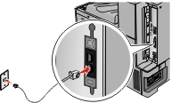 connect the phone line to the printer and wall outlet