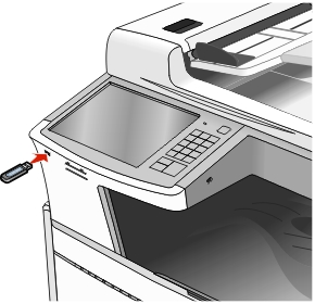 picture showing how to insert a flash drive into the printer usb port