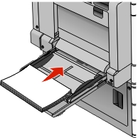 picture showing how to load paper in the multipurpose feeder in the long edge first orientation