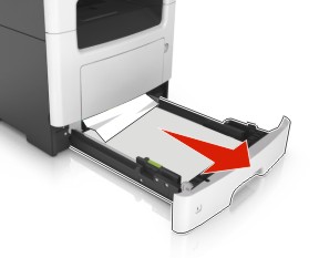 Pull the tray completely out of the printer.