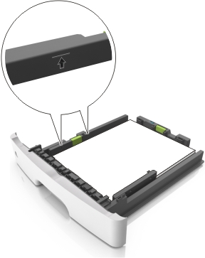 Maximum paper fill indicator inside the tray