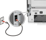 connect the phone line to the printer and wall outlet