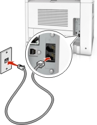 Connect the phone line to the printer and wall outlet